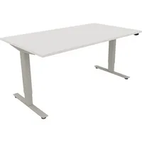 Soennecken Sitz-Steh-Schreibtisch, elektrisch höhenverstellbar, 62,5-128,5cm (H), 160x90cm (BxT), rechteckig, weiß / silberaluminium 400396