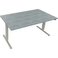 Soennecken Sitz-Steh-Schreibtisch, elektrisch höhenverstellbar, 62,5-128,5cm (H), 160x90cm (BxT), rechteckig, beton hell / silberaluminium