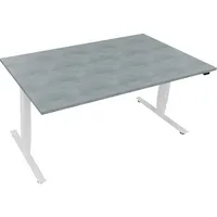 Soennecken Sitz-Steh-Schreibtisch, elektrisch höhenverstellbar, 62,5-128,5cm (H), 160x90cm (BxT), rechteckig, beton hell / weiß 40039690844