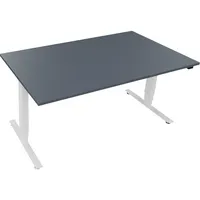 Soennecken Sitz-Steh-Schreibtisch, elektrisch höhenverstellbar, 62,5-128,5cm (H), 160x90cm (BxT), rechteckig, lavagrau / weiß 4003969084391