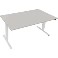 Soennecken Sitz-Steh-Schreibtisch, elektrisch höhenverstellbar, 62,5-128,5cm (H), 160x90cm (BxT), rechteckig, lichtgrau / weiß 400396908437