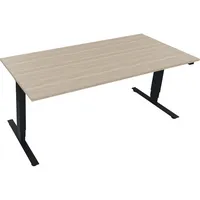 Soennecken Sitz-Steh-Schreibtisch, elektrisch höhenverstellbar, 62,5-128,5cm (H), 180x80cm (BxT), rechteckig, eiche natur / anthrazit metal