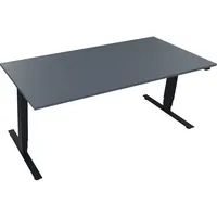 Soennecken Sitz-Steh-Schreibtisch, elektrisch höhenverstellbar, 62,5-128,5cm (H), 180x80cm (BxT), rechteckig, lavagrau / anthrazit metallic