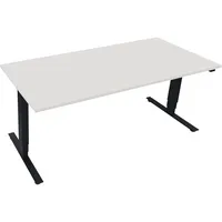 Soennecken Sitz-Steh-Schreibtisch, elektrisch höhenverstellbar, 62,5-128,5cm (H), 180x80cm (BxT), rechteckig, weiß / anthrazit metallic 400