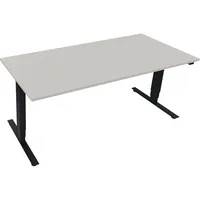 Soennecken Sitz-Steh-Schreibtisch, elektrisch höhenverstellbar, 62,5-128,5cm (H), 180x80cm (BxT), rechteckig, lichtgrau / anthrazit metalli