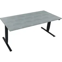 Soennecken Sitz-Steh-Schreibtisch, elektrisch höhenverstellbar, 62,5-128,5cm (H), 180x80cm (BxT), rechteckig, beton hell / anthrazit metall