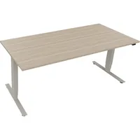 Soennecken Sitz-Steh-Schreibtisch, elektrisch höhenverstellbar, 62,5-128,5cm (H), 180x80cm (BxT), rechteckig, eiche natur / silberaluminium