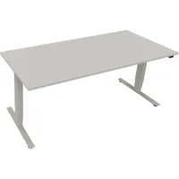 Soennecken Sitz-Steh-Schreibtisch, elektrisch höhenverstellbar, 62,5-128,5cm (H), 180x80cm (BxT), rechteckig, lichtgrau / silber 4003969087