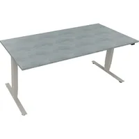 Soennecken Sitz-Steh-Schreibtisch, elektrisch höhenverstellbar, 62,5-128,5cm (H), 180x80cm (BxT), rechteckig, beton hell / silberaluminium