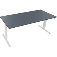 Soennecken Sitz-Steh-Schreibtisch, elektrisch höhenverstellbar, 62,5-128,5cm (H), 180x80cm (BxT), rechteckig, lavagrau / weiß 4003969087279