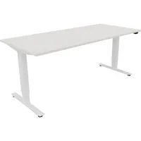 Soennecken Sitz-Steh-Schreibtisch, elektrisch höhenverstellbar, 62,5-128,5cm (H), 180x80cm (BxT), rechteckig, weiß / weiß 4003969087262 Soe