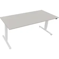 Soennecken Sitz-Steh-Schreibtisch, elektrisch höhenverstellbar, 62,5-128,5cm (H), 180x80cm (BxT), rechteckig, lichtgrau / weiß 400396908725
