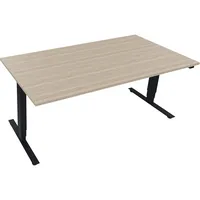 Soennecken Sitz-Steh-Schreibtisch, elektrisch höhenverstellbar, 62,5-128,5cm (H), 180x90cm (BxT), rechteckig, eiche natur / anthrazit metal