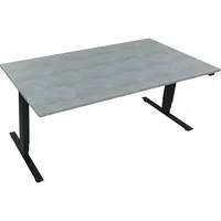 Soennecken Sitz-Steh-Schreibtisch, elektrisch höhenverstellbar, 62,5-128,5cm (H), 180x90cm (BxT), rechteckig, beton hell / anthrazit metall