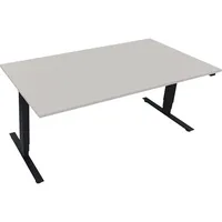 Soennecken Sitz-Steh-Schreibtisch, elektrisch höhenverstellbar, 62,5-128,5cm (H), 180x90cm (BxT), rechteckig, lichtgrau / anthrazit metalli