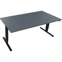 Soennecken Sitz-Steh-Schreibtisch, elektrisch höhenverstellbar, 62,5-128,5cm (H), 180x90cm (BxT), rechteckig, lavagrau / anthrazit metallic
