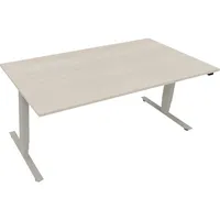 Soennecken Sitz-Steh-Schreibtisch, elektrisch höhenverstellbar, 62,5-128,5cm (H), 180x90cm (BxT), rechteckig, akazie hell / silberaluminium
