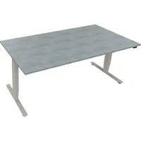 Soennecken Sitz-Steh-Schreibtisch, elektrisch höhenverstellbar, 62,5-128,5cm (H), 180x90cm (BxT), rechteckig, beton hell / silberaluminium