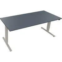 Soennecken Sitz-Steh-Schreibtisch, elektrisch höhenverstellbar, 62,5-128,5cm (H), 180x90cm (BxT), rechteckig, lavagrau / silberaluminium 40