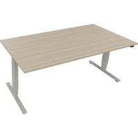 Soennecken Sitz-Steh-Schreibtisch, elektrisch höhenverstellbar, 62,5-128,5cm (H), 180x90cm (BxT), rechteckig, eiche natur / silberaluminium