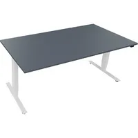 Soennecken Sitz-Steh-Schreibtisch, elektrisch höhenverstellbar, 62,5-128,5cm (H), 180x90cm (BxT), rechteckig, lavagrau / weiß 4003969084230