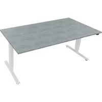 Soennecken Sitz-Steh-Schreibtisch, elektrisch höhenverstellbar, 62,5-128,5cm (H), 180x90cm (BxT), rechteckig, beton hell / weiß 40039690843