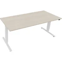 Soennecken Sitz-Steh-Schreibtisch, elektrisch höhenverstellbar, 62,5-128,5cm (H), 180x90cm (BxT), rechteckig, akazie hell / weiß 4003969084