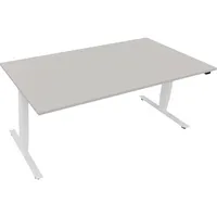Soennecken Sitz-Steh-Schreibtisch, elektrisch höhenverstellbar, 62,5-128,5cm (H), 180x90cm (BxT), rechteckig, lichtgrau / weiß 400396908430