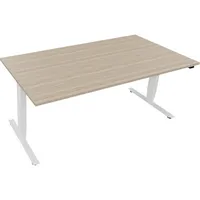 Soennecken Sitz-Steh-Schreibtisch, elektrisch höhenverstellbar, 62,5-128,5cm (H), 180x90cm (BxT), rechteckig, eiche natur / weiß 4003969084