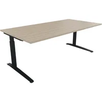 Soennecken Schreibtisch All in One, manuell höhenverstellbar, 65-85cm (H), 200x100cm (BxT), rechteckig, eiche natur / anthrazit metallic 40
