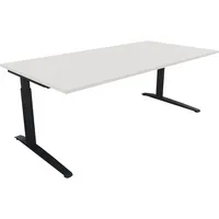 Soennecken Schreibtisch All in One, manuell höhenverstellbar, 65-85cm (H), 200x100cm (BxT), rechteckig, weiß / anthrazit metallic 400396907