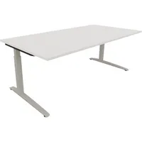 Soennecken Schreibtisch All in One, manuell höhenverstellbar, 65-85cm (H), 200x100cm (BxT), rechteckig, weiß / silberaluminium 400396907479