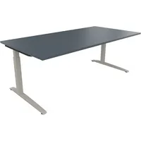 Soennecken Schreibtisch All in One, manuell höhenverstellbar, 65-85cm (H), 200x100cm (BxT), rechteckig, lavagrau / silberaluminium 40039690
