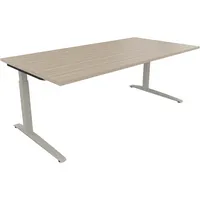 Soennecken Schreibtisch All in One, manuell höhenverstellbar, 65-85cm (H), 200x100cm (BxT), rechteckig, eiche natur / silberaluminium 40039