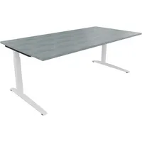 Soennecken Schreibtisch All in One, manuell höhenverstellbar, 65-85cm (H), 200x100cm (BxT), rechteckig, beton hell / weiß 4003969074965 Soe