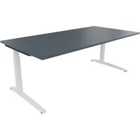Soennecken Schreibtisch All in One, manuell höhenverstellbar, 65-85cm (H), 200x100cm (BxT), rechteckig, lavagrau / weiß 4003969074903 Soenn