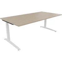 Soennecken Schreibtisch All in One, manuell höhenverstellbar, 65-85cm (H), 200x100cm (BxT), rechteckig, eiche natur / weiß 4003969074880 So