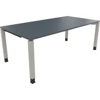 Soennecken Schreibtisch All in One, manuell höhenverstellbar, 68-82cm (H), 200x100cm (BxT), rechteckig, lavagrau / silberaluminium 40039690