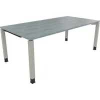 Soennecken Schreibtisch All in One, manuell höhenverstellbar, 68-82cm (H), 200x100cm (BxT), rechteckig, beton hell / silberaluminium 400396