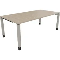 Soennecken Schreibtisch All in One, manuell höhenverstellbar, 68-82cm (H), 200x100cm (BxT), rechteckig, eiche natur / silberaluminium 40039