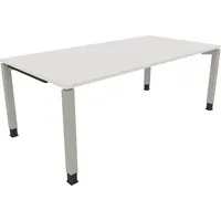 Soennecken Schreibtisch All in One, manuell höhenverstellbar, 68-82cm (H), 200x100cm (BxT), rechteckig, weiß / silberaluminium 400396907864