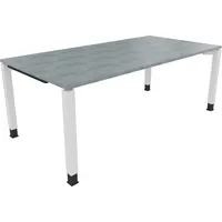 Soennecken Schreibtisch All in One, manuell höhenverstellbar, 68-82cm (H), 200x100cm (BxT), rechteckig, beton hell / weiß 4003969078611 Soe