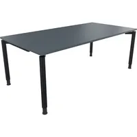 Soennecken Schreibtisch All in One, manuell höhenverstellbar, 68-82cm (H), 200x100cm (BxT), rechteckig, lavagrau / anthrazit metallic 40039