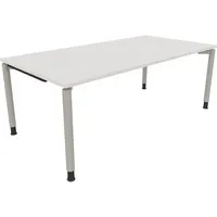 Soennecken Schreibtisch All in One, manuell höhenverstellbar, 68-82cm (H), 200x100cm (BxT), rechteckig, weiß / silberaluminium 400396908319