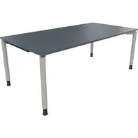 Soennecken Schreibtisch All in One, manuell höhenverstellbar, 68-82cm (H), 200x100cm (BxT), rechteckig, lavagrau / silberaluminium 40039690