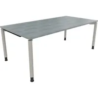 Soennecken Schreibtisch All in One, manuell höhenverstellbar, 68-82cm (H), 200x100cm (BxT), rechteckig, beton hell / silberaluminium 400396