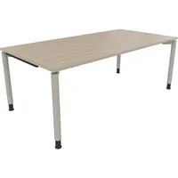 Soennecken Schreibtisch All in One, manuell höhenverstellbar, 68-82cm (H), 200x100cm (BxT), rechteckig, eiche natur / silberaluminium 40039