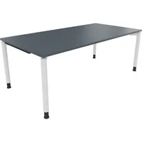 Soennecken Schreibtisch All in One, manuell höhenverstellbar, 68-82cm (H), 200x100cm (BxT), rechteckig, lavagrau / weiß 4003969083226 Soenn