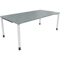 Soennecken Schreibtisch All in One, manuell höhenverstellbar, 68-82cm (H), 200x100cm (BxT), rechteckig, beton hell / weiß 4003969083233 Soe
