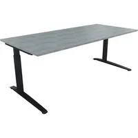 Soennecken Schreibtisch All in One, manuell höhenverstellbar, 65-85cm (H), 200x90cm (BxT), rechteckig, beton hell / anthrazit metallic 4003